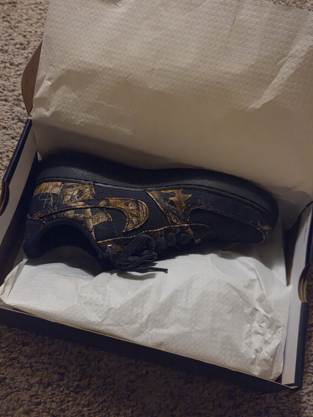 Nike Men’s Air Force 1 - Black with Brown Realtree Camo Print Size 10 - Picture 7 of 9